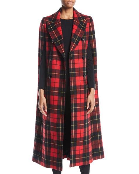 red tartan cape coat michael kors|michael kors ladies jacket.